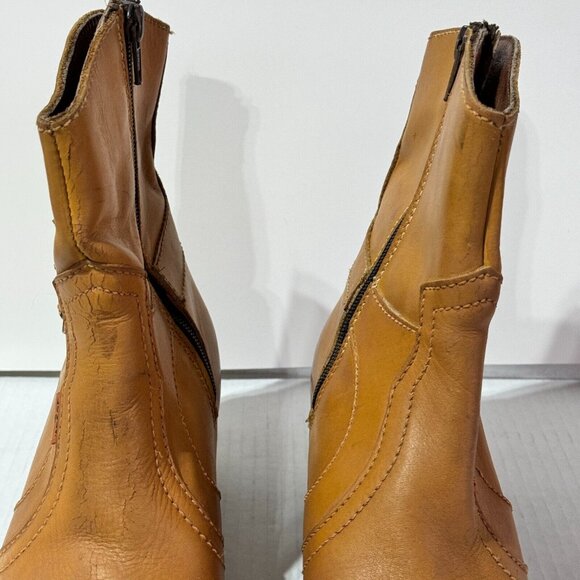 Vintage Levi's Leather Western Boots Mid Calf Zip up Women's Size 7.5 / 41.5 - Picture 6 of 16